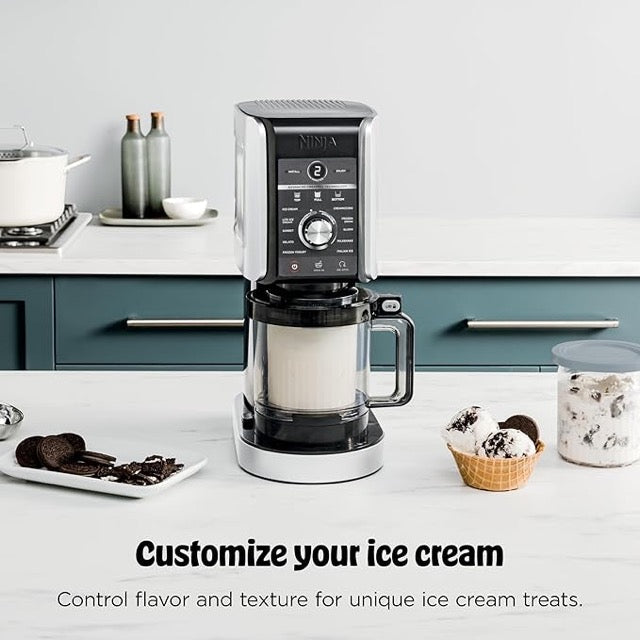 Ninja CREAMi Deluxe NC501 Ice Cream Maker – 11-in-1 Frozen Treat Machine – XL Capacity – Includes (2) 24 oz Family-Size Tubs – Silver