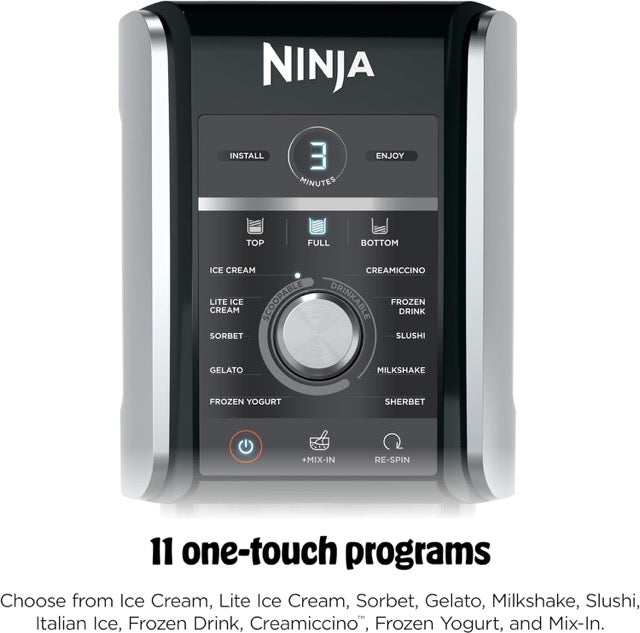 Ninja CREAMi Deluxe NC501 Ice Cream Maker – 11-in-1 Frozen Treat Machine – XL Capacity – Includes (2) 24 oz Family-Size Tubs – Silver