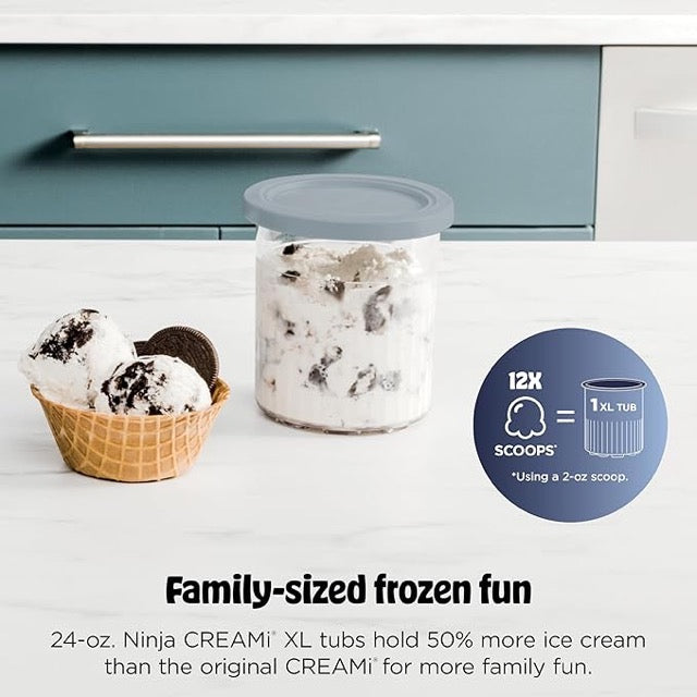 Ninja CREAMi Deluxe NC501 Ice Cream Maker – 11-in-1 Frozen Treat Machine – XL Capacity – Includes (2) 24 oz Family-Size Tubs – Silver