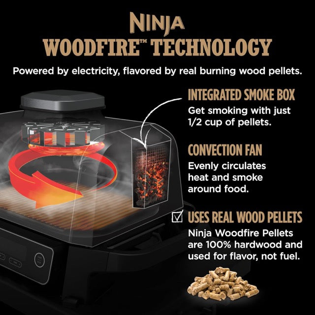 Ninja Woodfire Series 7-in-1 Outdoor Grill & Smoker – Grill, BBQ, Roast, Air Fry, Dehydrate, Broil & Smoke