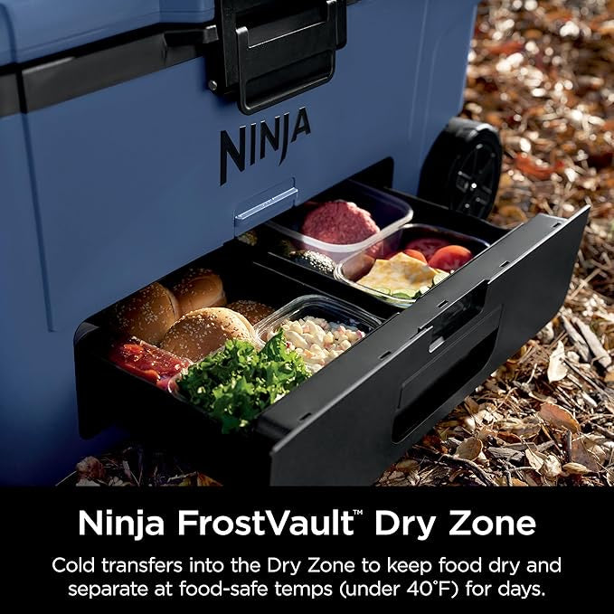Ninja FrostVault Cooler with Wheels – Insulated Hard Cooler with Temp Dry Storage Drawer