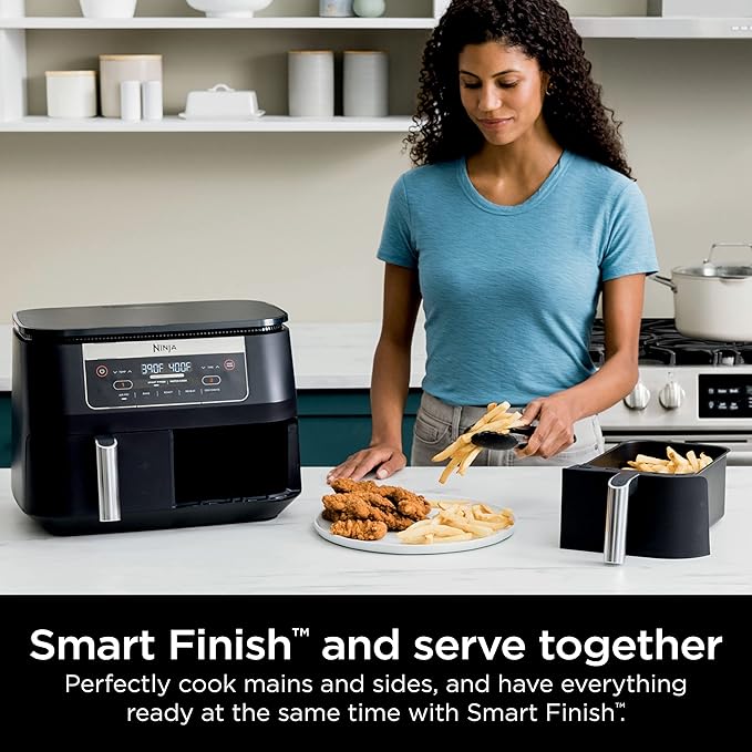 Ninja DZ090 Foodi 6 Quart 5-in-1 DualZone 2-Basket Air Fryer