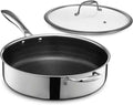 HexClad Hybrid Nonstick 5.5-Quart Deep Sauté Pan with Glass Lid