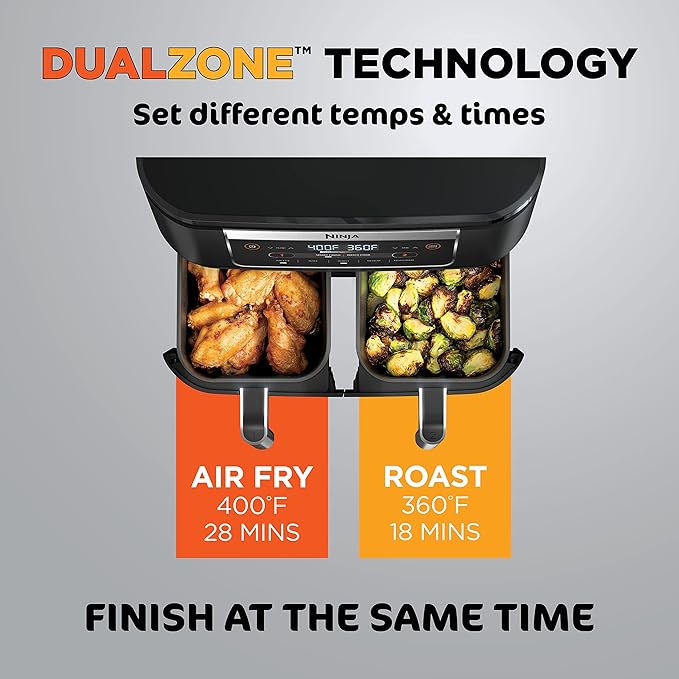 Ninja DZ090 Foodi 6 Quart 5-in-1 DualZone 2-Basket Air Fryer