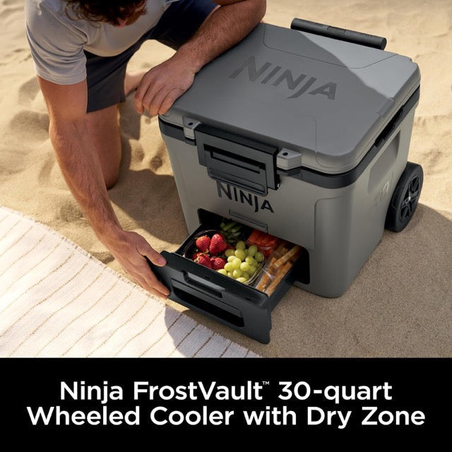Ninja FrostVault Cooler with Wheels – Insulated Hard Cooler with Temp Dry Storage Drawer