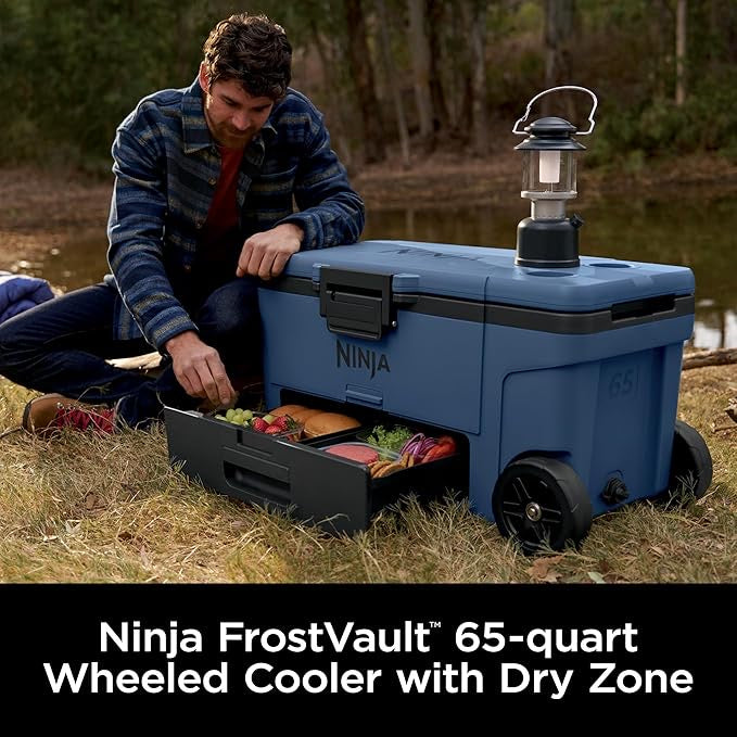 Ninja FrostVault Cooler with Wheels – Insulated Hard Cooler with Temp Dry Storage Drawer