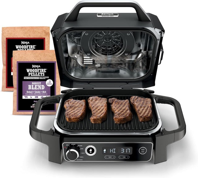 Ninja Woodfire Series 7-in-1 Outdoor Grill & Smoker – Grill, BBQ, Roast, Air Fry, Dehydrate, Broil & Smoke