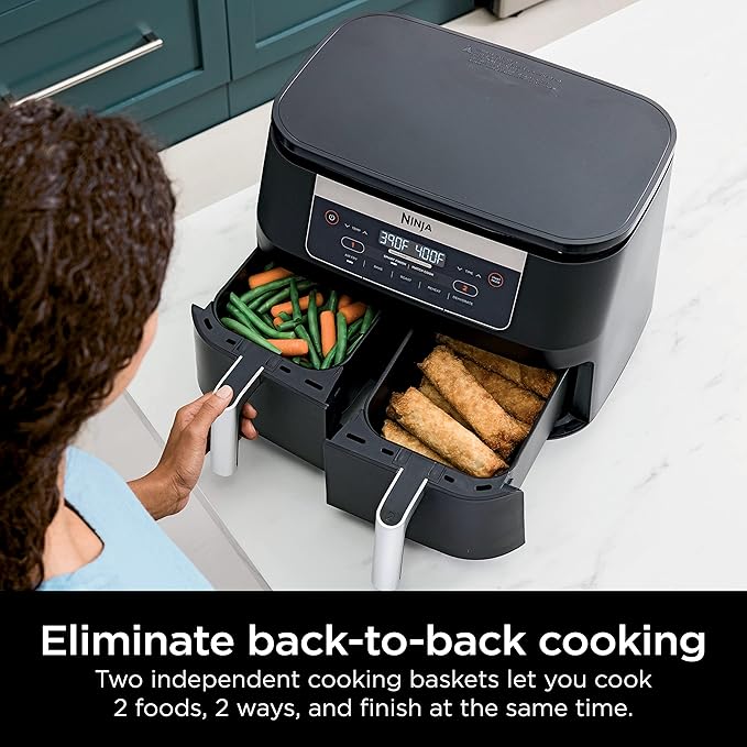 Ninja DZ090 Foodi 6 Quart 5-in-1 DualZone 2-Basket Air Fryer