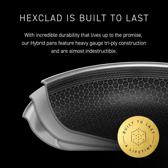 HexClad Hybrid Nonstick 5.5-Quart Deep Sauté Pan with Glass Lid
