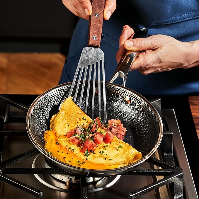 HexClad Hybrid Nonstick 6-Piece Fry Pan Set, 8, 10, and 12-Inch Frying Pans with Tempered Glass Lids